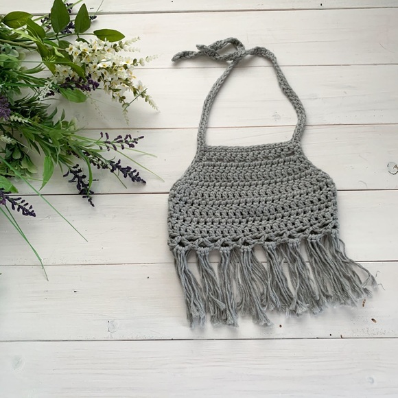 Harper Crop Top, Pima Cotton Top, Baby Crochet Crop Top, Fringe Cotton Crop Top - Picture 7 of 9